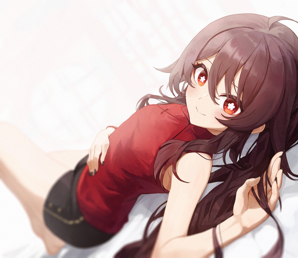 Hu Tao (Genshin Impact), brunette, Genshin Impact, anime, anime games, fan  art, digital art, anime girls, white background