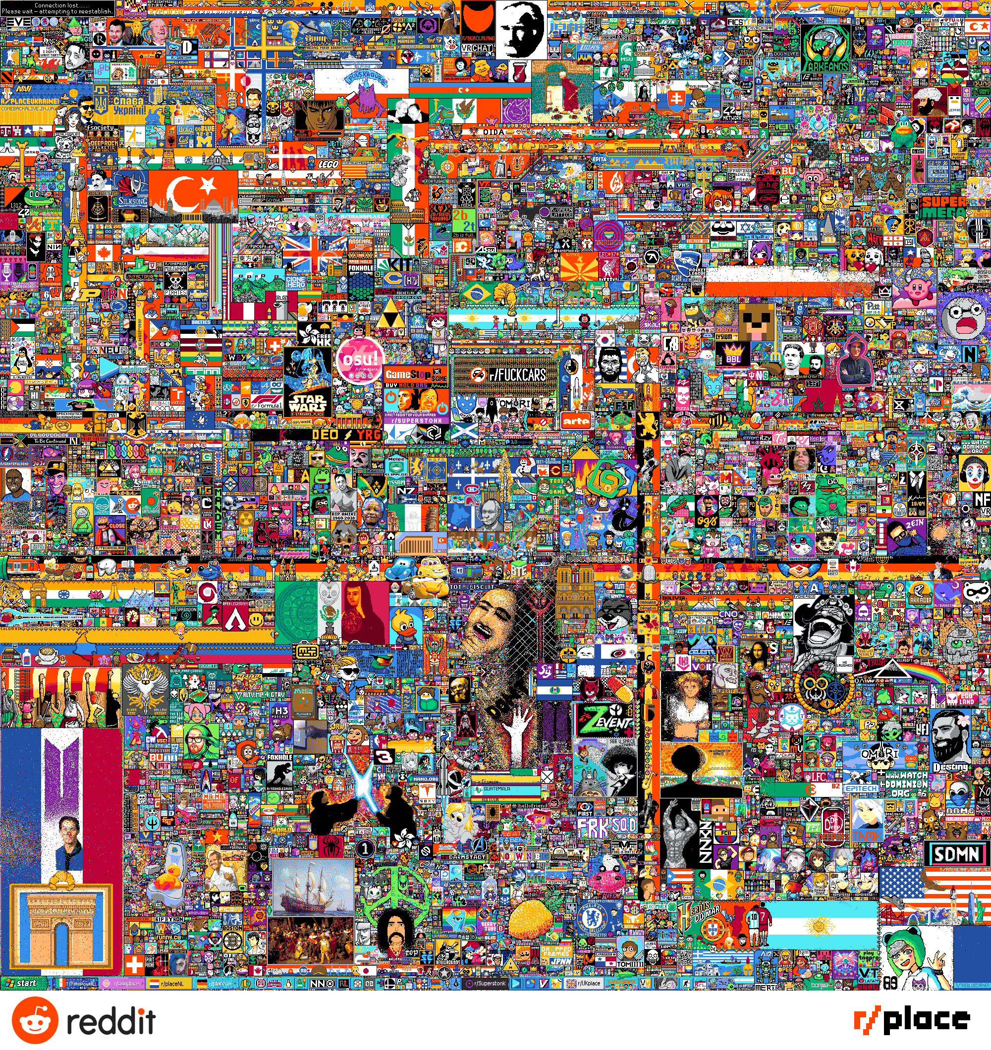 FREDAG MINA BERAMTA Connection lost. Please wait - attempting to peestablish. ZPCHCENCJEKJLJAJSEEAD N EVE FICSYT國回 VPLACE NORDICUNION 2+ UPDATETF2 v 2001SCHP DENUER BSWEMEN NÄMEN! O BEMANID ETROIT R/BURDUALAND A nell A SKAL!!!!! DET TAMLAMMLAL(LVT O VRCHATH TATRIS EARY FR/IRELANI CYBERIA O.. P DGG 4LYFE R/DESTINV DEAMNA SAVE ARKEANOS Punit EDURE USKAG puna RISLOURKI NAI RIUWATERLOD R CnaBa YkpAÏHi! R/PLACEUKRAINE! HEV ALL ORVE COMEBACKALIVE.IN.UA JEFFAR fsociety- Ucla COBLUE OIDA ROCKES RPESPLACE IRANO 6 AM 面目 ÉPITA Faise CEGO GUNGION DESTBRDE OPORTUGAL O CRL! EIDENKINO GITG SILKSONG SUPER RO " 1312 T sMICHI ; OOMPHVILLEE R/GREEN LATTICE HOCHIEFS BERED 2b 2t 川I ERISING? ALEXBY1 G G RT'S CAS 2b is full. X SHIEOYSAYS ++ LESl BEYONDLUALIT NIN YPIACEPR:de SoulBROWNEeLO LFC 97 MRFRIVE TTTTT WE R/ONEPIECE MIGIWARA FOKHOLE T Gr : OKO!. CIONE ORKSHIRE HERO TER TRIWAN HL H TRASH TASTEPODCAST RERADIOHERD PIRATES NASA ROCKETLAB DIMDEN.DEV NOKERMITC Pitt UB YTALE 196! TMBGS LE BALTICS SKOL! La eZIGGY LYSIUM - CMUANPLYS 7httyd LEHIOOK VHK Prancade IN a BBL R/PLACEHEARTS t coHILLS GameStopsGME OIFUCKCARS SERS 4 00 BUY HOLD DRS ESV SCICRAFT STAR OVFormulal WARS 15-2 ELASES EWPO SPRICH DEUTSCH bu RURENGOHNI 器? DIRECT REGISTER VOUR SHARES r/SUPERSTONK MIST. /STARHARS-PLACE T 99/4 laceDE DEO / YRG UTAH R/PHISH ELUFFHEAD0 ToBe Continued NEN RRNK LOOPRING IMMUTABLEX a MERSEstren Www.WATCH DOMINION ORG 的 Melee R.AFO R/GRATEFULDEAD 200 ER/SOUTHAFRICA SLIPPI.GG O O QGERT r'SSBM TEO'S TG NF OPI PO 19/04 OVR RIP ANIKI 1969-2018 KSA CLOSE 2EIN INSAYMA ONEY TTU A a R/TECHNOBLADE TOTALBISCUIT RIP 9 HPLMU OM BWT VKE B/ONE PILCE PBOLIVIA: Omleiding PAA ARKĀDIA APEXLEGENOS! MONERO CNO OMO NOKO ERIRLS MONKEYTYPES VOit LAUGHED KOSH TALKING OAiww CIBIer AR EGO M LAND UPERTE VALTV.MP 4 GTRV ENC RIITI-Er EVENT PODCAST ENDI 国。 NE SEE U SPACE 3 OMURI Omo FOXHOLE Destiny nann nnnnt www.HATCH S EDOMENION ORG OF NANO.ORG EPITECH 南 QUATEMALA Mik-Mik NSF BULIUIr ETHE hellofrien BBMC ANDEM FRK SOO RITAIN LAWEX BEAT BER SDMN FRAG-0-MATI TUDARMSTADT LUMON& R/AMERICANFLAGINPLACE VEIGHTVSIH O PISS OFF CITADELY EROIS DOMAR LACOMARCA IPBYRONN BERRY TUBE B) UTD OF RALLEL NOTORICKETTS! R A -LA RAMS LUI O BLIS ifunny.co DR PPED TARKE PANAMA OO. BRAMES CHEESE! TARCANE Laila A12 play táger dR/PADAMA SPIRIT PHONE JPNN E NEUGROUNDS TOMIII1: NOS nua VT A start TirIAxEOUER su rfosuplace L O Ae NNO RL 88 OB LATAM r/placeNL lecede Or/Superstonk VeNKr/UKplace o banjua IMERTIR O reddit r/place INENN