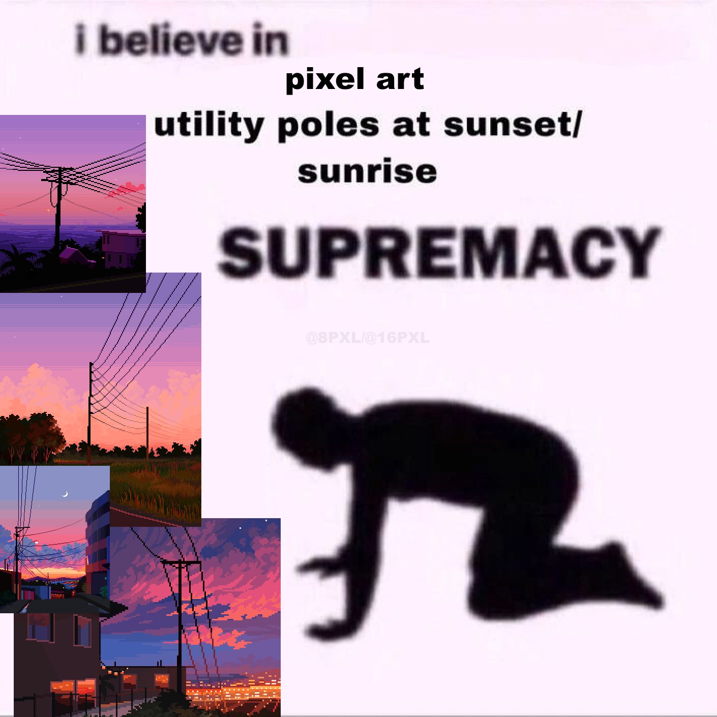 i believe in pixel art utility poles at sunset/ sunrise SUPREMACY @8PXL/@16PXL