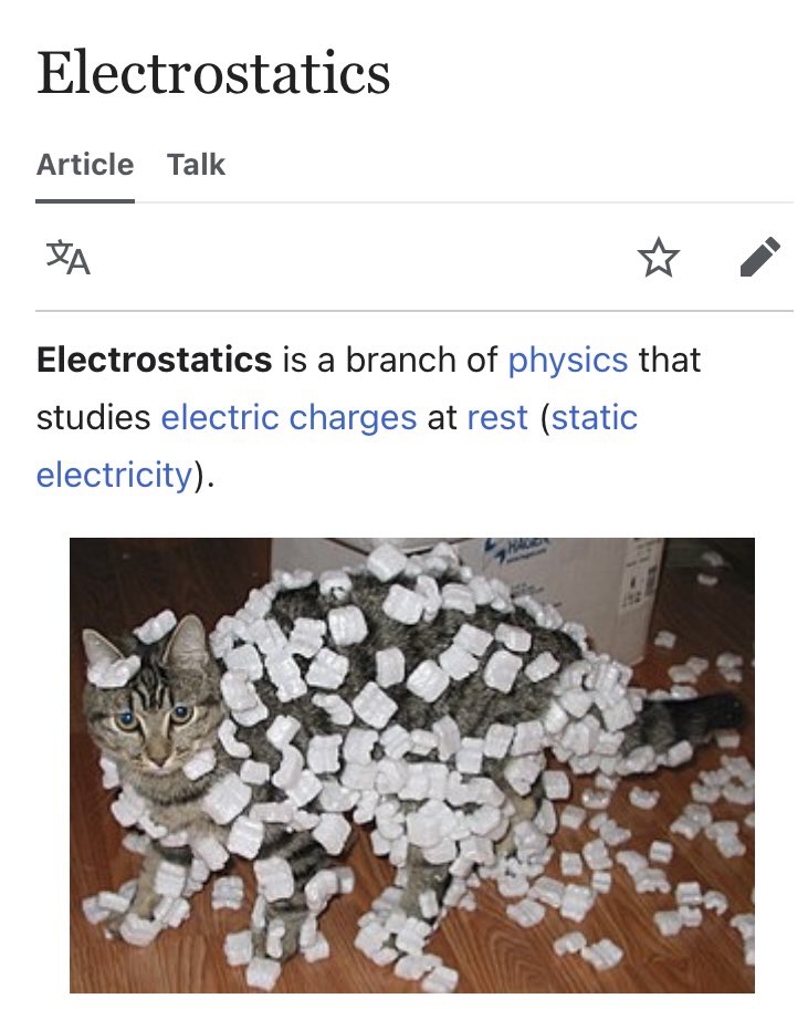 Electrostatics Article Talk ZA Electrostatics is a branch of physics that studies electric charges at rest (static electricity).