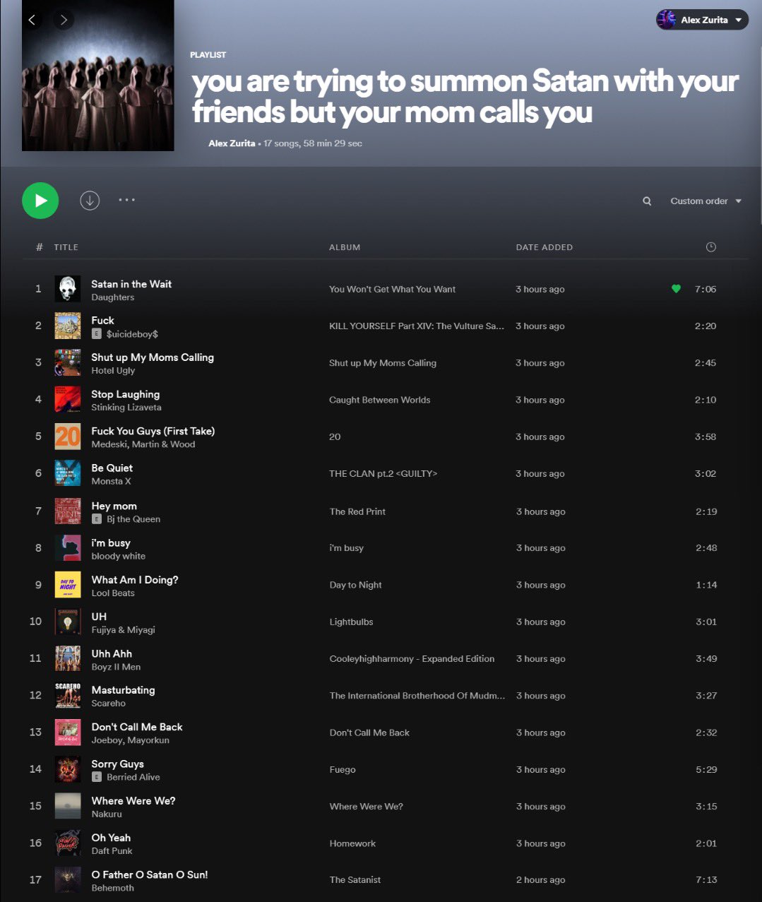 everyone is making the russian roulette playlist, so i made mine :  r/weirdspotifyplaylists