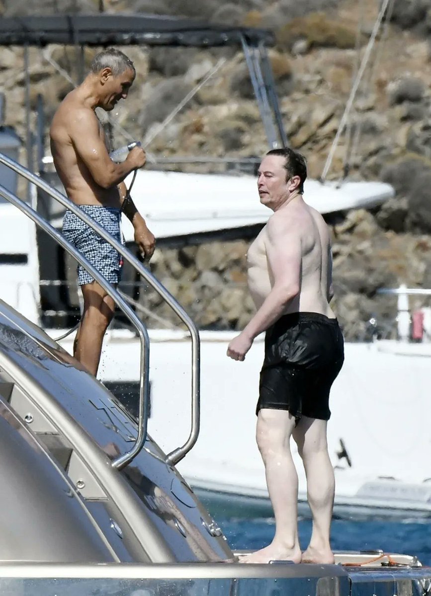 Shirtless Elon Musk in Mykonos Greece on Yacht Elon Musk Shirtless in