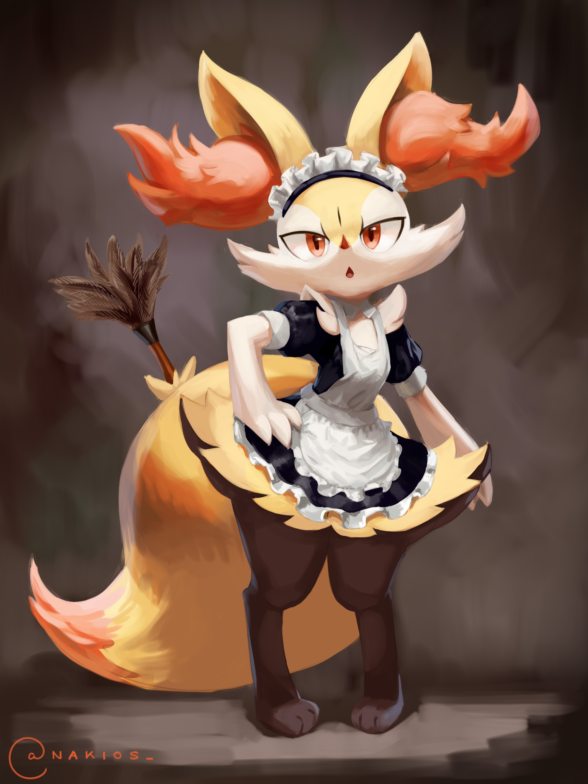 Braixen in maid dress by Nakios_ | Pokémon | Know Your Meme