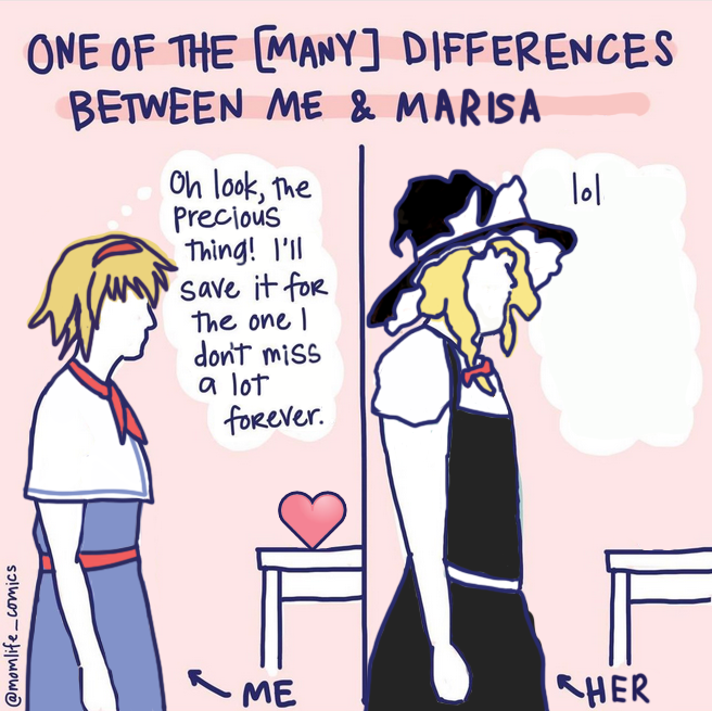 @momlife_comics ONE OF THE MANY] DIFFERENCES BETWEEN ME & MARISA Oh look, the Precious thing! I'll save it for the one I don't miss a lot forever. ✓ · ME lol CHER