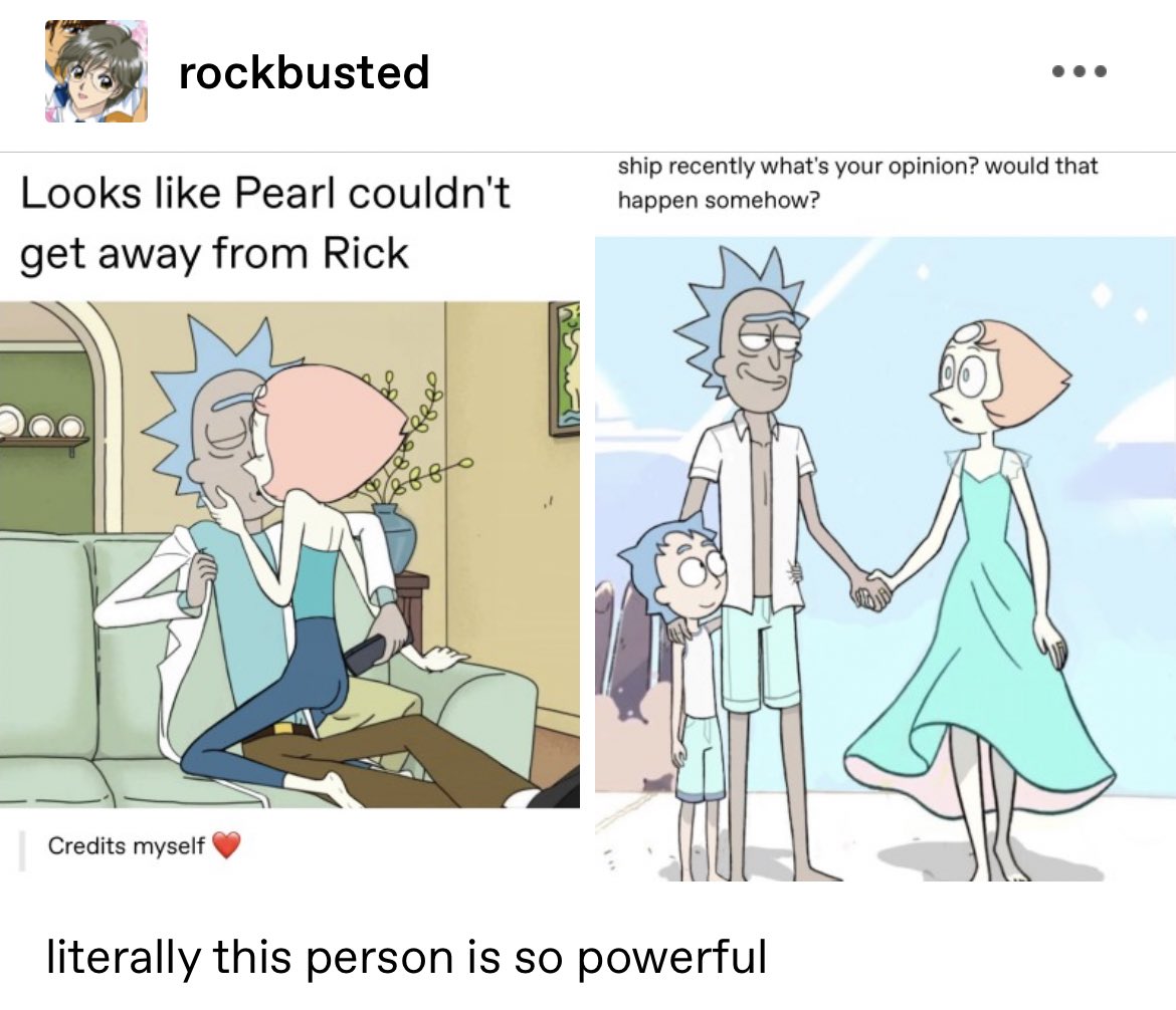 B rockbusted Looks like Pearl couldn't get away from Rick Credits myself B6 B/ ship recently what's your opinion? would that happen somehow? literally this person is so powerful