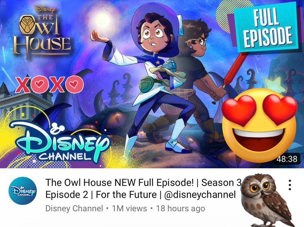 Just passed 1M in less than 18h on the disney youtube channel it's faster than episode 1

tv show that works there, he's very blind (The Owl House' no brand )the season 3 ep 1 is coming and here it is for those who don't think about the future, basically b------- (oh no ,is show '' The Owl House'' actually successful ) idea of cartoon which is originality always down the reboot or the remake except the person who likes to make deeper remake like ducktales 2017. The Owl House S3E1: 260k viewers on Disney Channel US during the first broadcast (officially… the biggest pirate stream had 40k+ viewers)Official YouTube version: 1M viewers within 24 hours of the TV broadcast, and 9 days later 2.7M. 🤷‍♂️