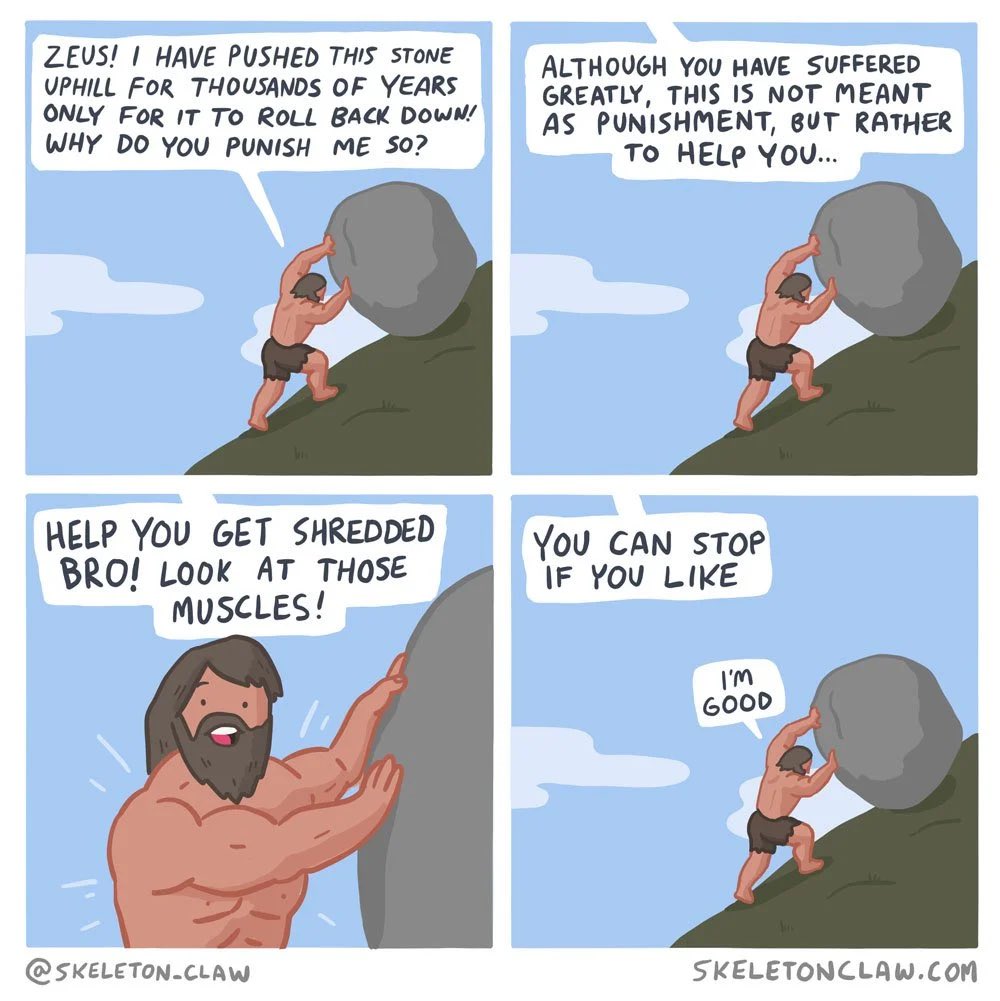 Sisyphus is Happy meme | Sisyphus / Sisyphus Pushing a Boulder | Know ...