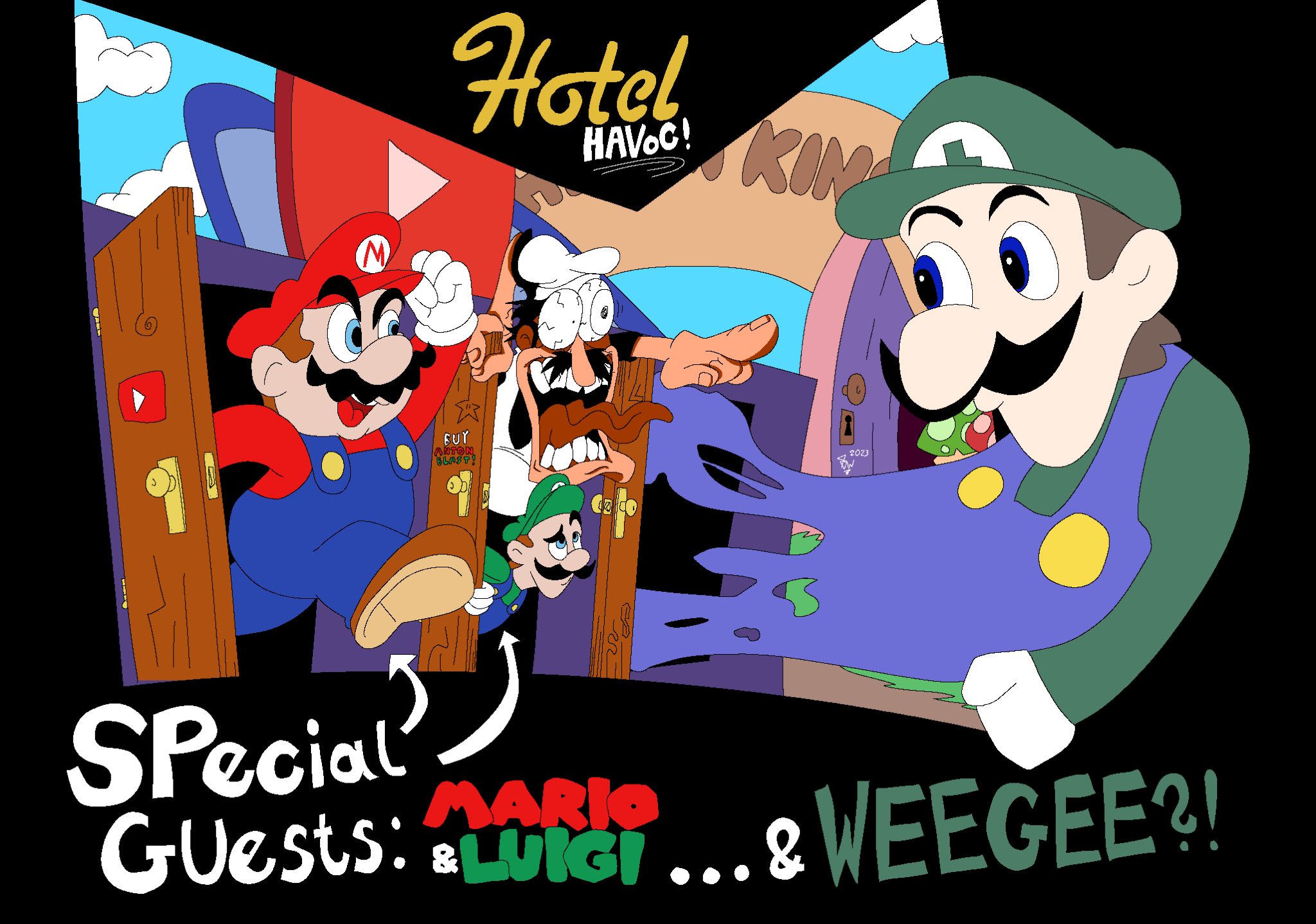 J M Hotel HAVOC! BUY ANTON BLAST! 101 KIN 2023 PO SPecial MARIO Guests: L... WEEGEE?! LUIGI &