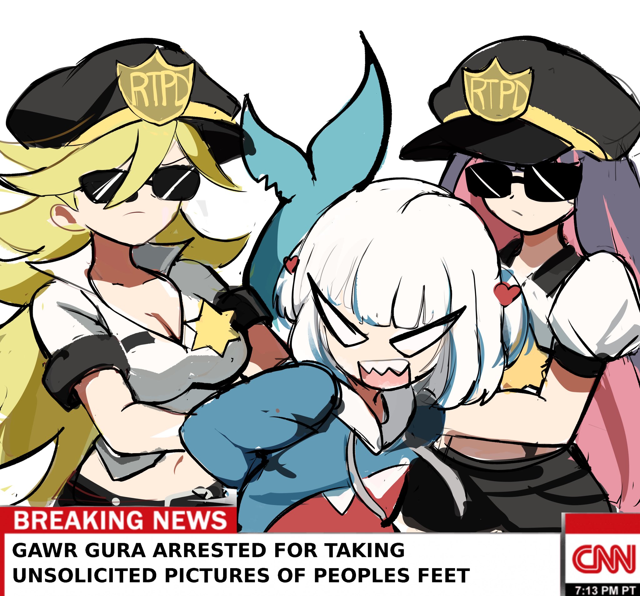 Shark Finally Caught By The Horny Police Gawr Gura Know Your Meme