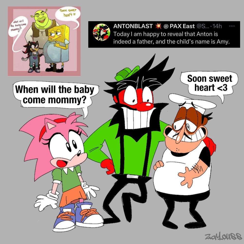 aken will the baby come mommy? Soon sweet heart & When will the baby come mommy? ANTONBLAST @PAX East @S.... 14h Today I am happy to reveal that Anton is indeed a father, and the child's name is Amy. Soon sweet heart <3 Za Youss