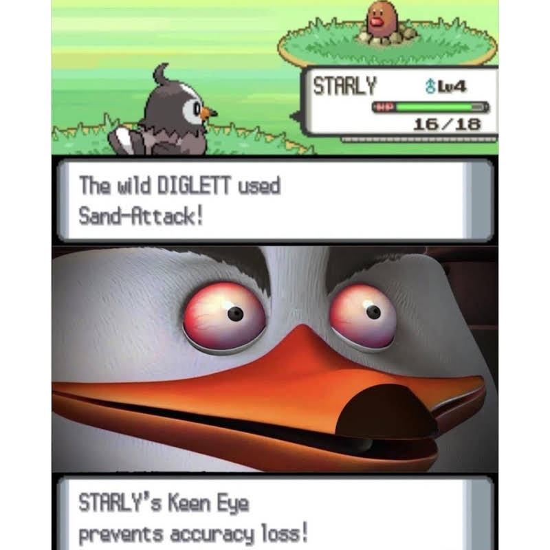 sutv The wild DIGLETT used Sand-fittack! STARLY's Keen Eye prevents accuracy loss! STARLY H Lu4 16/18