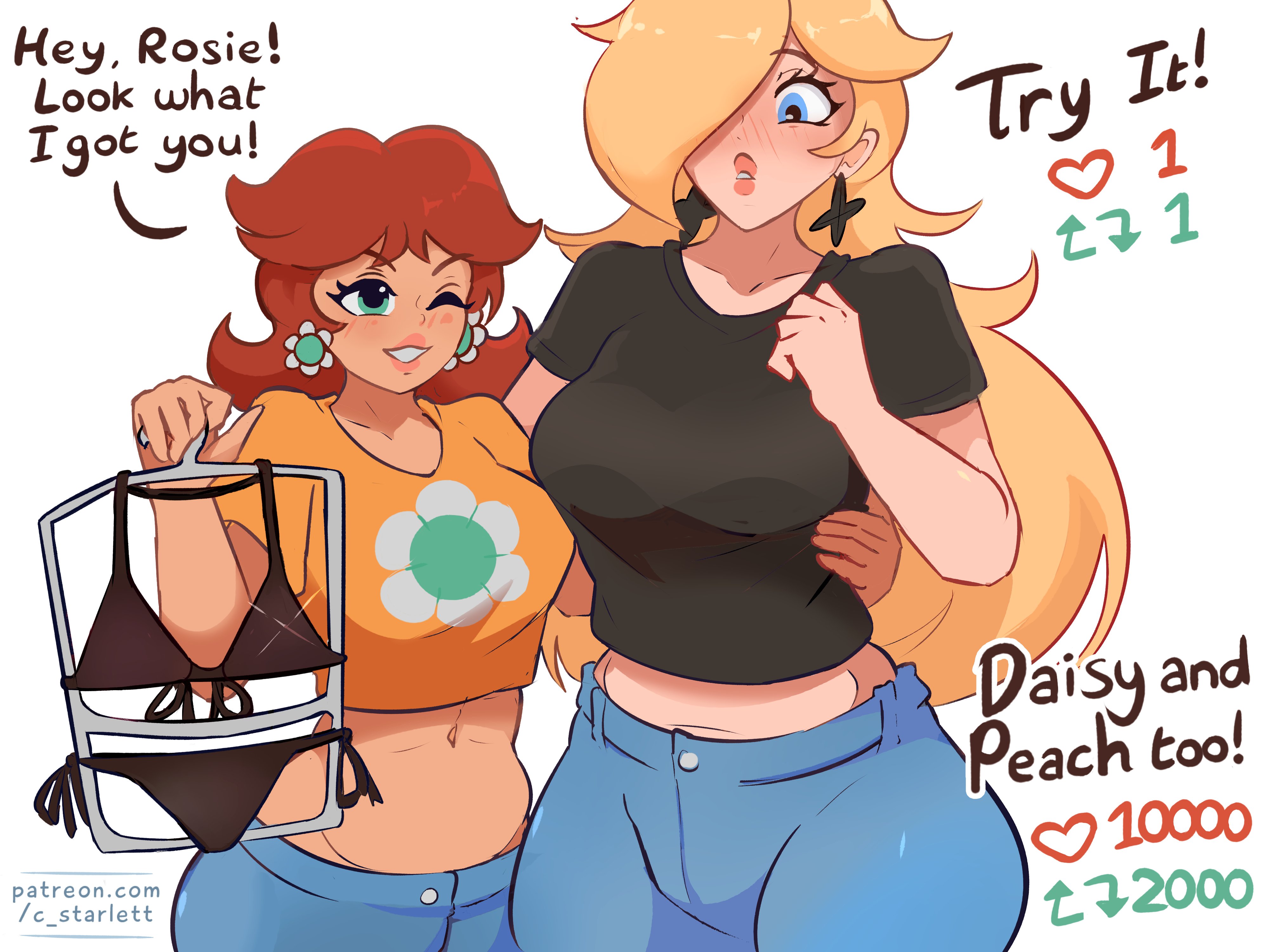 Hey, Rosie! Look what I got you! patreon.com /c_starlett Try It! ♡ 1 27 1 Daisy and Peach too! 10000 272000