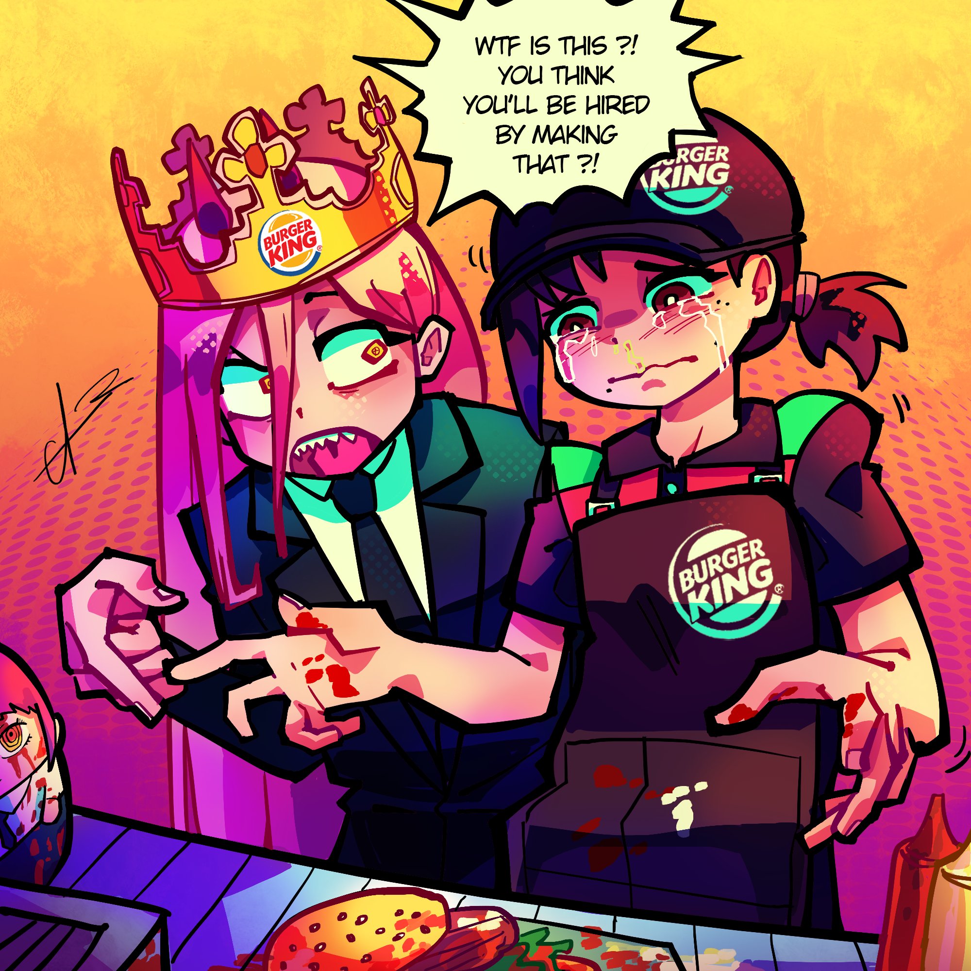 BURGER KING Ⓡ Ⓡ W-- IS THIS?! YOU THINK YOU'LL BE HIRED BY MAKING THAT?! 3 RGER KING BURGER KING