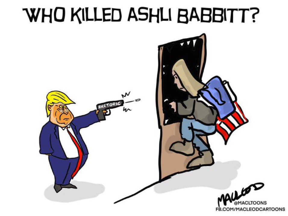 WHO KILLED ASHLI BABBITT? RHETORIC M m @MACLTOONS FB.COM/MACLEODCARTOONS MAULEO