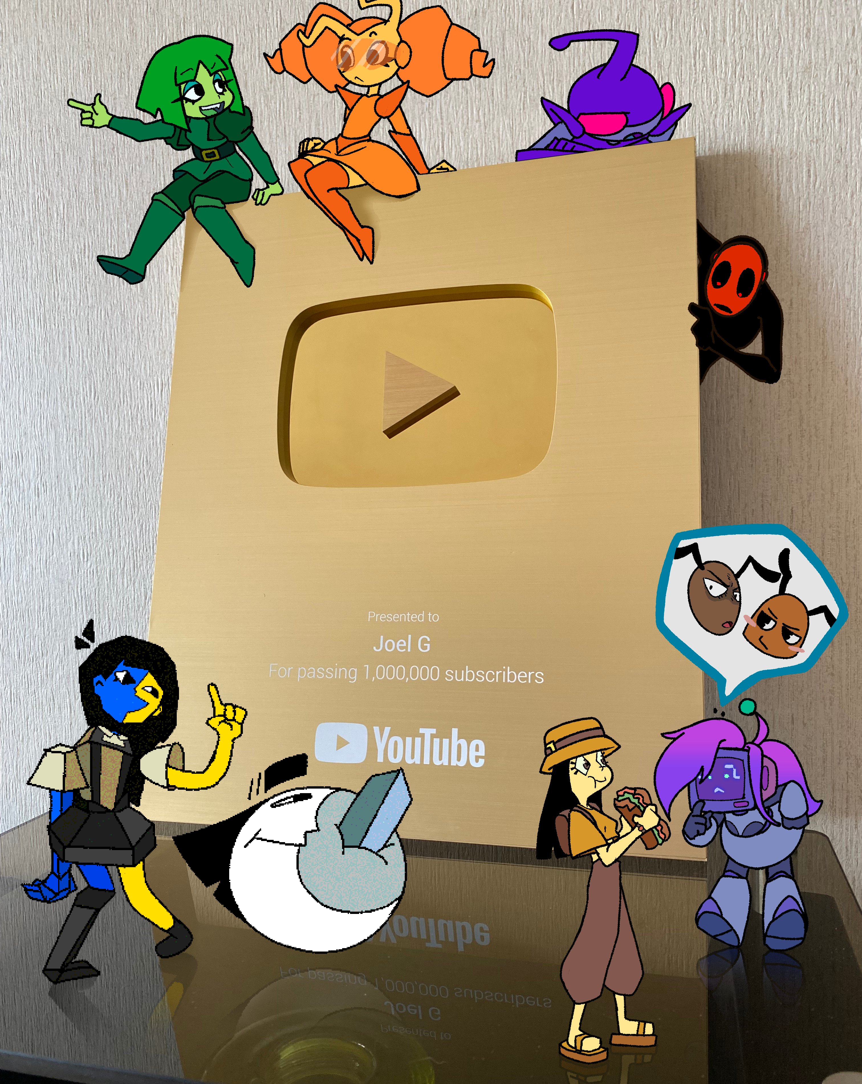 500 Presented to Joel G For passing 1,000,000 subscribers ►YouTube eduTuoy LOL B922100 1'000'000 20pacLIPGL2 1061 C of bein92919 L.L. C