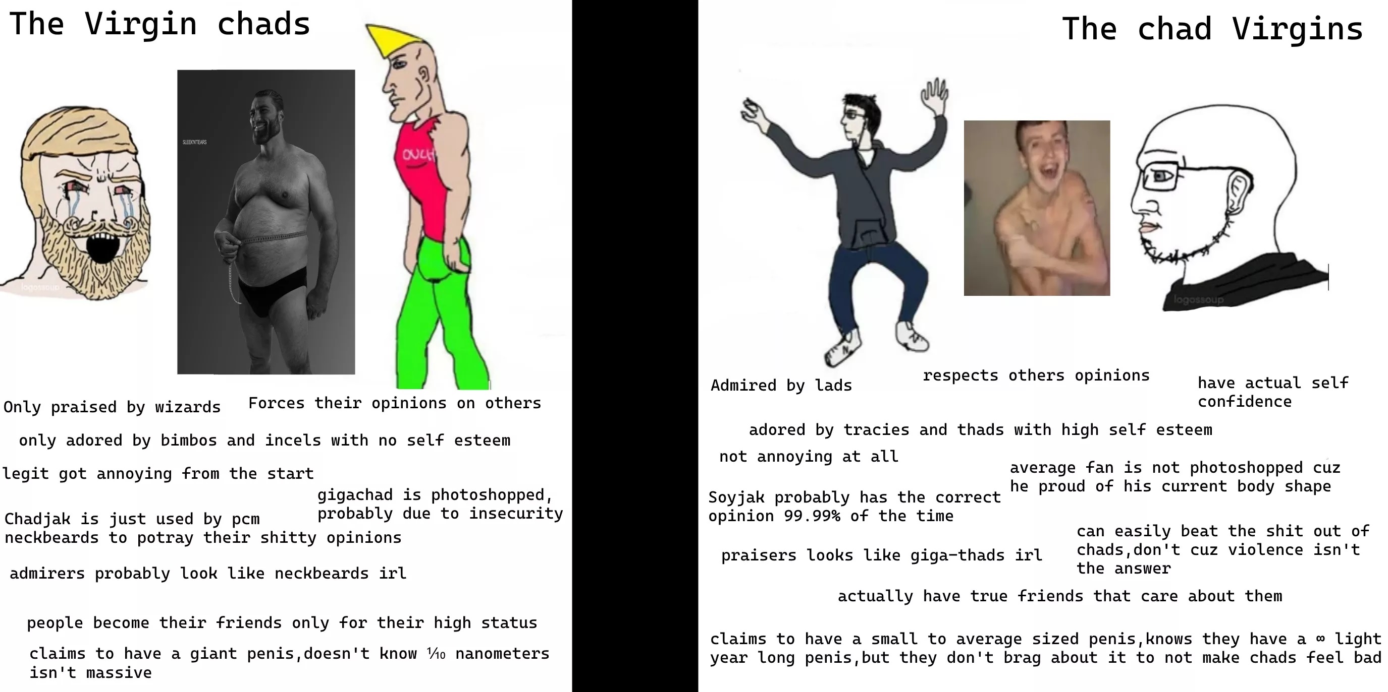 The Virgin Chads Vs The Chad Virgins Virgin Vs Chad Know Your Meme