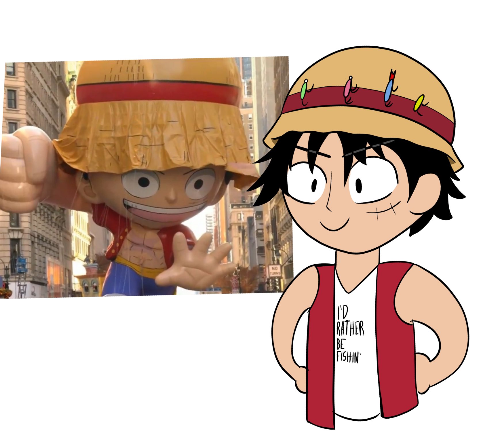 Bucket Hat Luffy going fishing for the One Piece | Bucket Hat Luffy 