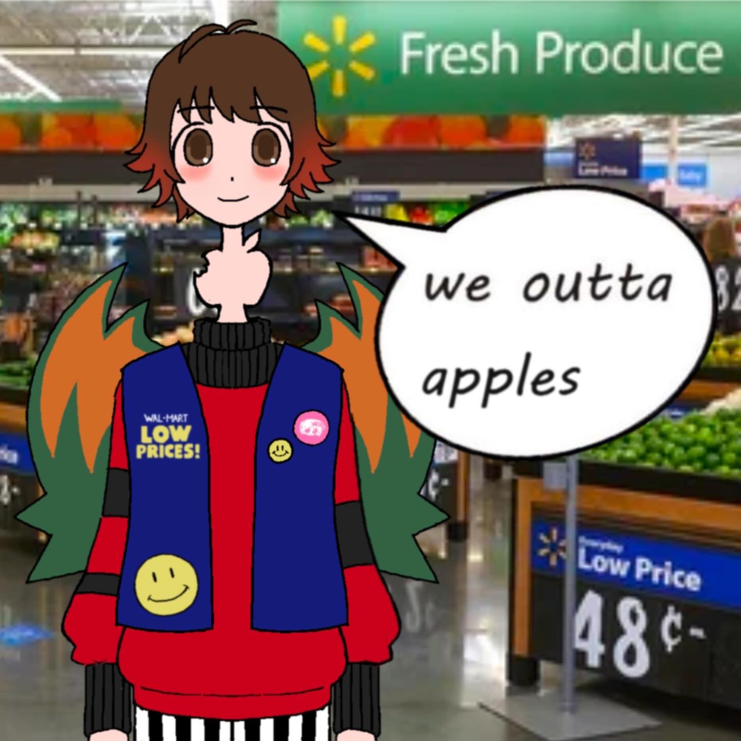 WAL-MART LOW PRICES! Fresh Produce we outta 82 apples Low Price 48¢-