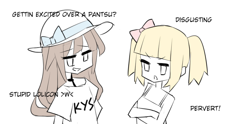 GETTIN EXCITED OVER A PANTSU? STUPID LOLICON >W< DISGUSTING KYS PERVERT!