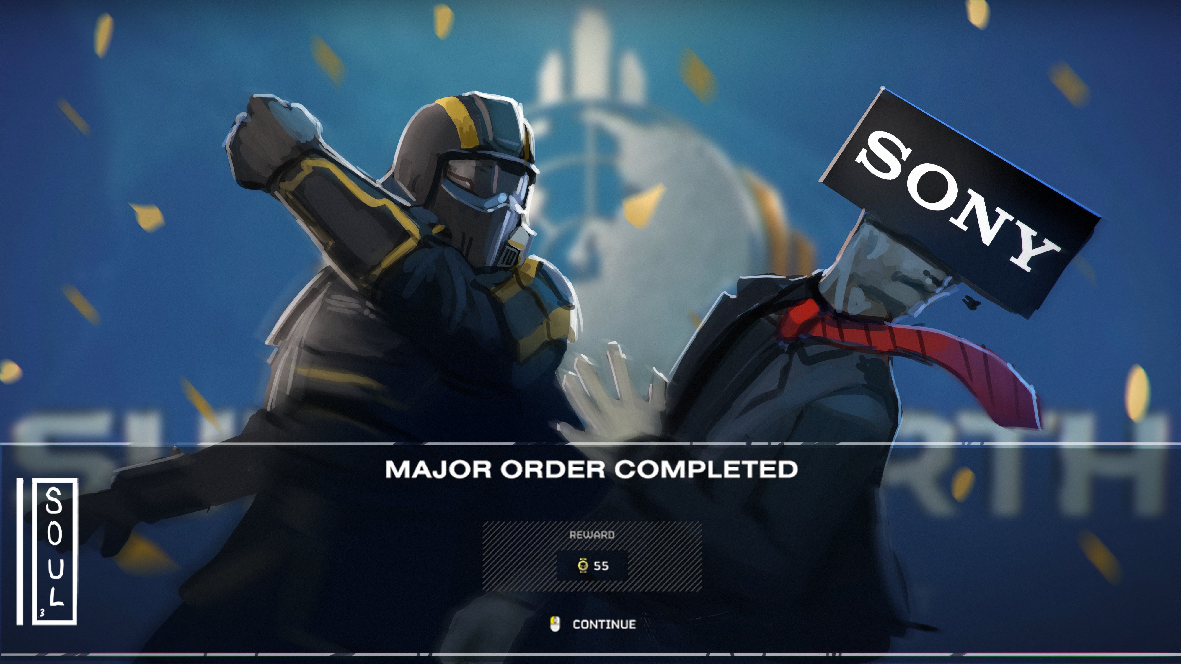 7009 L 3 SONY MAJOR ORDER COMPLETED ང ི་ REWARD Ⓒ 55 CONTINUE