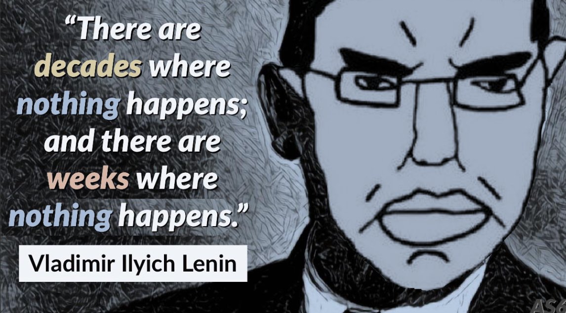 Vladmir Ilyich Lenin quote with Chudjak edit referencing the Nothing Ever Happens meme.