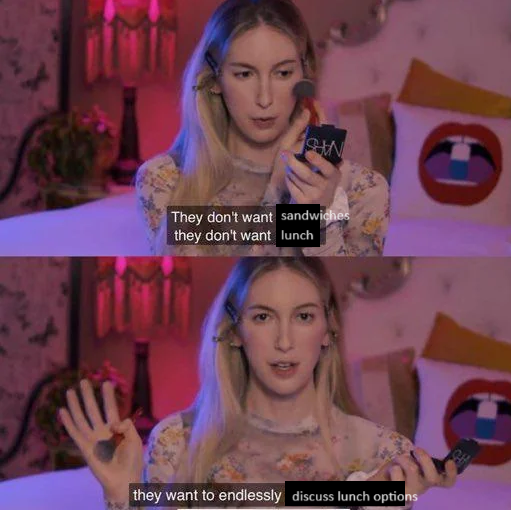 SAN They don't want sandwiches they don't want lunch they want to endlessly discuss lunch options