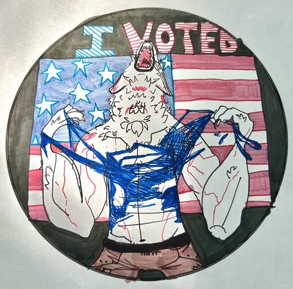 Jane Hynous of Grosse Pointe, student at Brownell Middle School, was one of several winners of Michigan's 'I Voted' sticker design, 