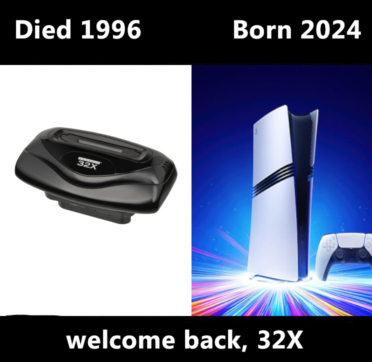 Died 1996 Born 2024 XXXXEXXOT 32X welcome back, 32X