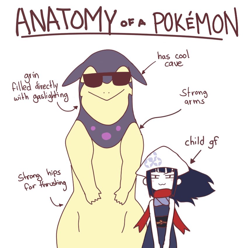 ANATOMY OF POKÉMON has cool cave grin filled directly with gaslighting Strong arms Strong hips for thrusting child gf