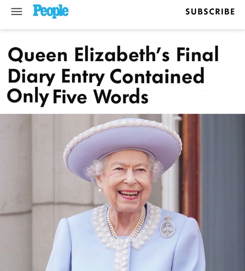 = People SUBSCRIBE Queen Elizabeth's Final Diary Entry Contained Only Five Words