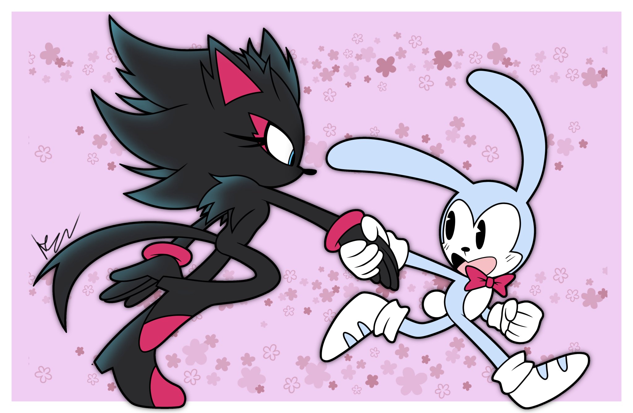 Sonic's Beta design, Feels the Rabbit, and Blaze's beta design together? It's Roger and Jessica Rabbit all over again.
Art by Keaton_756, click that source link and support them.