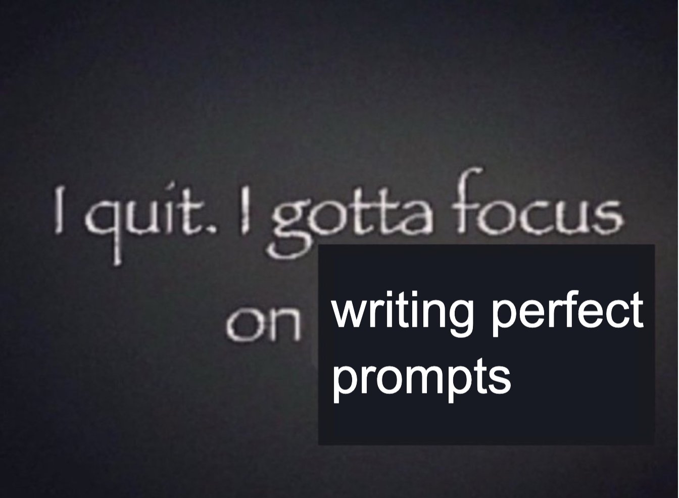 I quit. I gotta focus on writing perfect prompts