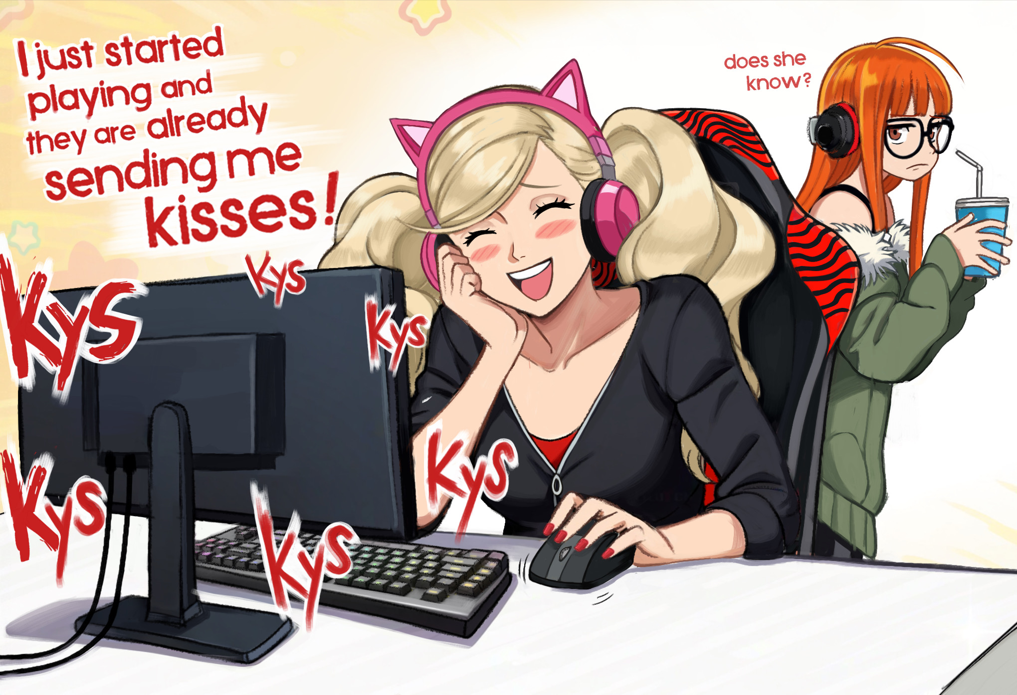 I just started playing and they are already sending me kisses! Kys does she know?