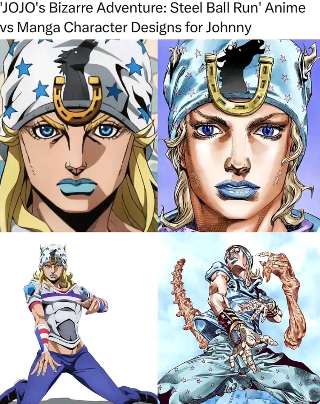 'JOJO's Bizarre Adventure: Steel Ball Run' Anime vs Manga Character Designs for Johnny 33 A ☆