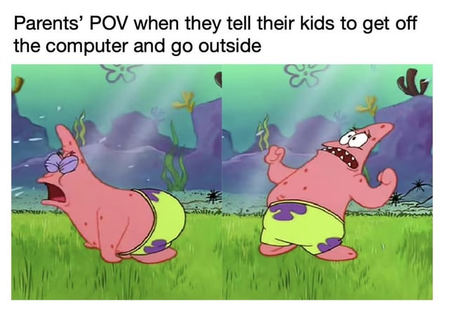 Parents' POV when they tell their kids to get off the computer and go outside st