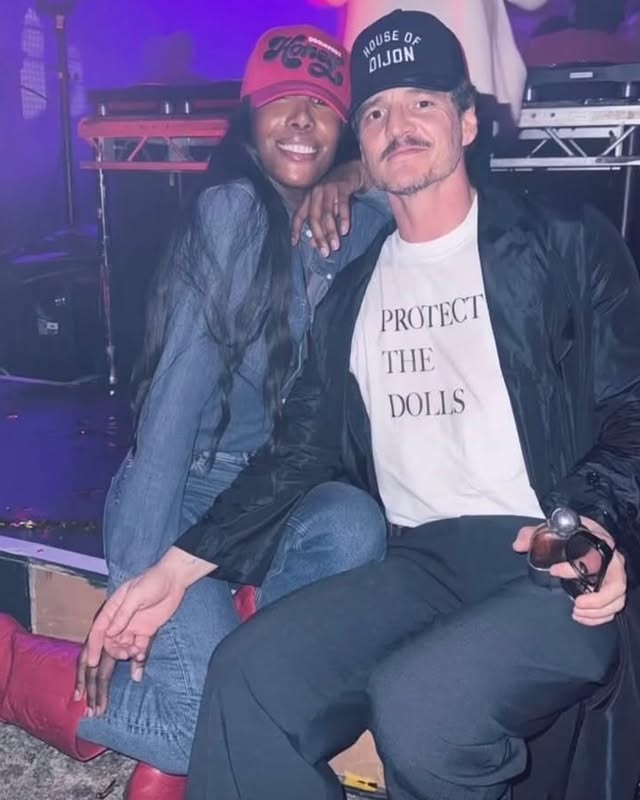 Actor Pedro Pascal Wearing Protect the Dolls T-Shirt at His 50th BIrthday Party