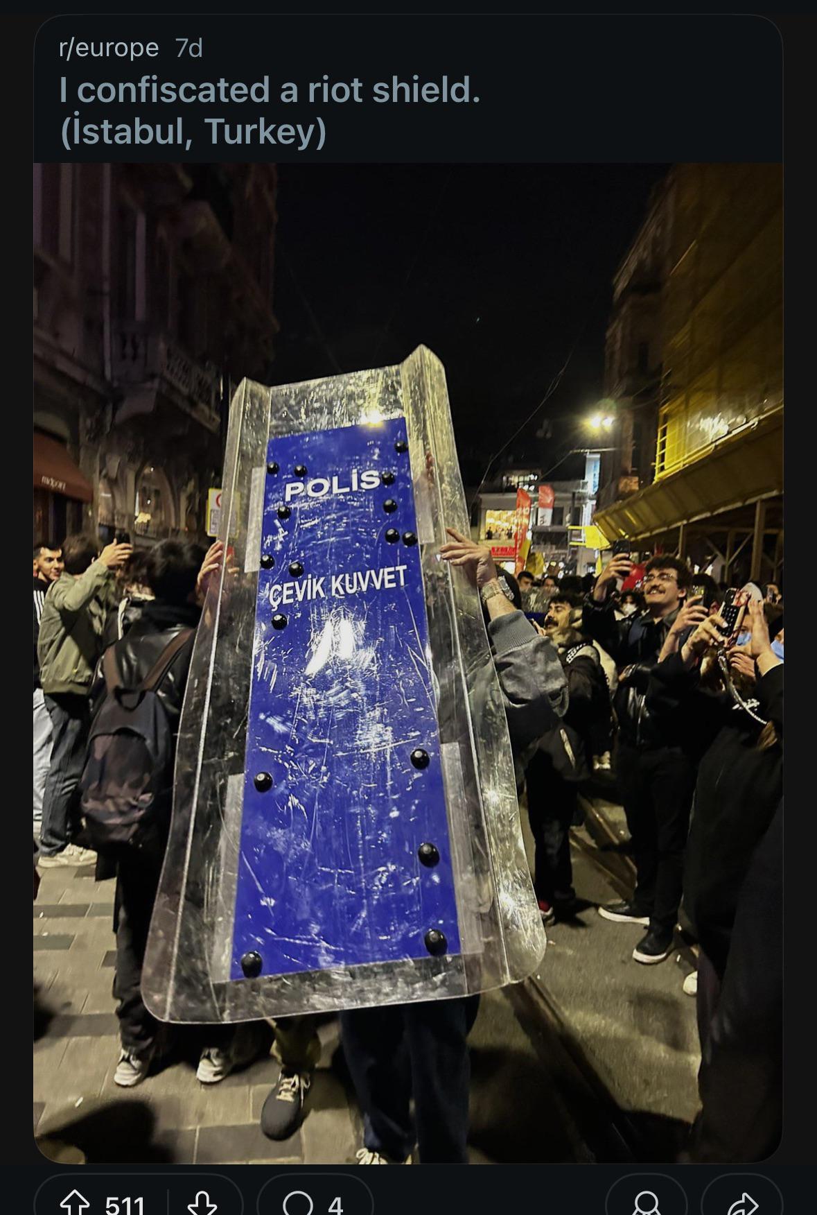 r/europe 7d I confiscated a riot shield. (İstabul, Turkey) POLIS CEVIK KUVVET 511 4 a R