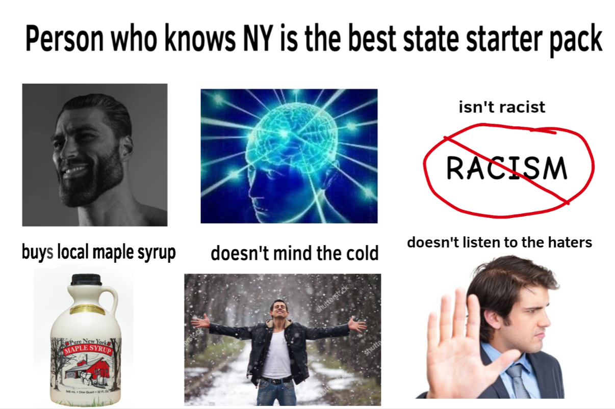 Person who knows NY is the best state starter pack isn't racist RACISM doesn't listen to the haters buys local maple syrup doesn't mind the cold Pure New York MAPLE SYRUP 548 One Quart 320