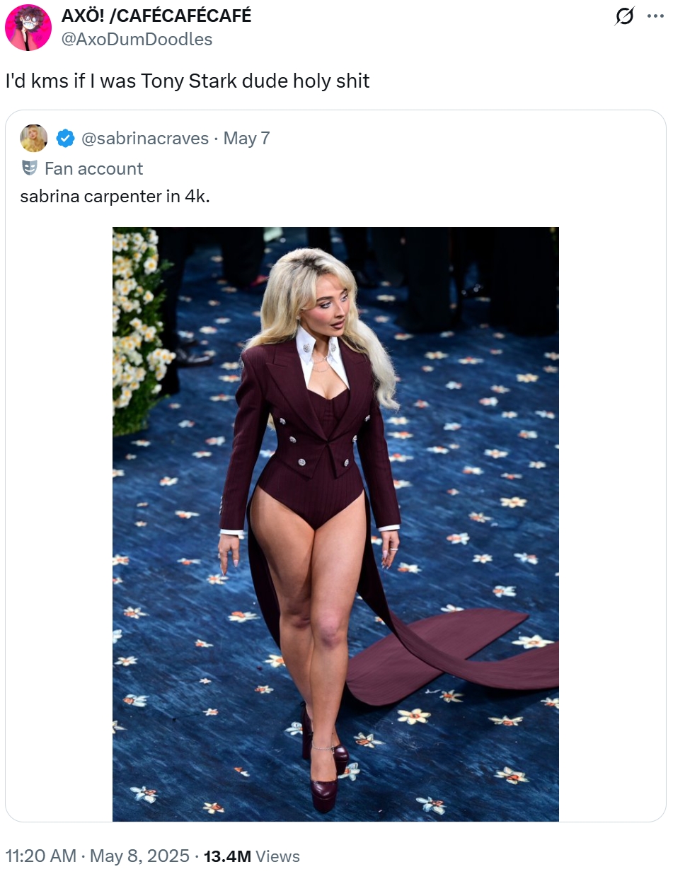 A meme referencing a marriage between Emma Frost and Tony Stark in Marvel Comics.