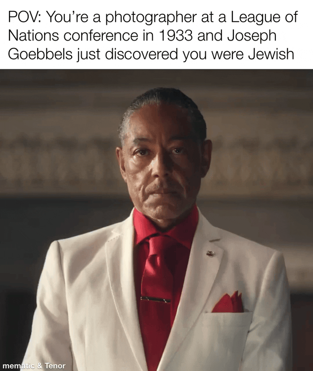 POV: You're a photographer at a League of Nations conference in 1933 and Joseph Goebbels just discovered you were Jewish mematic & Tenor