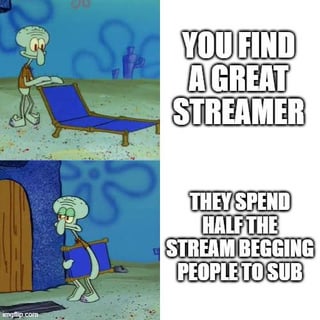 img.com SA YOU FIND A GREAT STREAMER THEY SPEND HALF THE STREAM BEGGING PEOPLE TO SUB