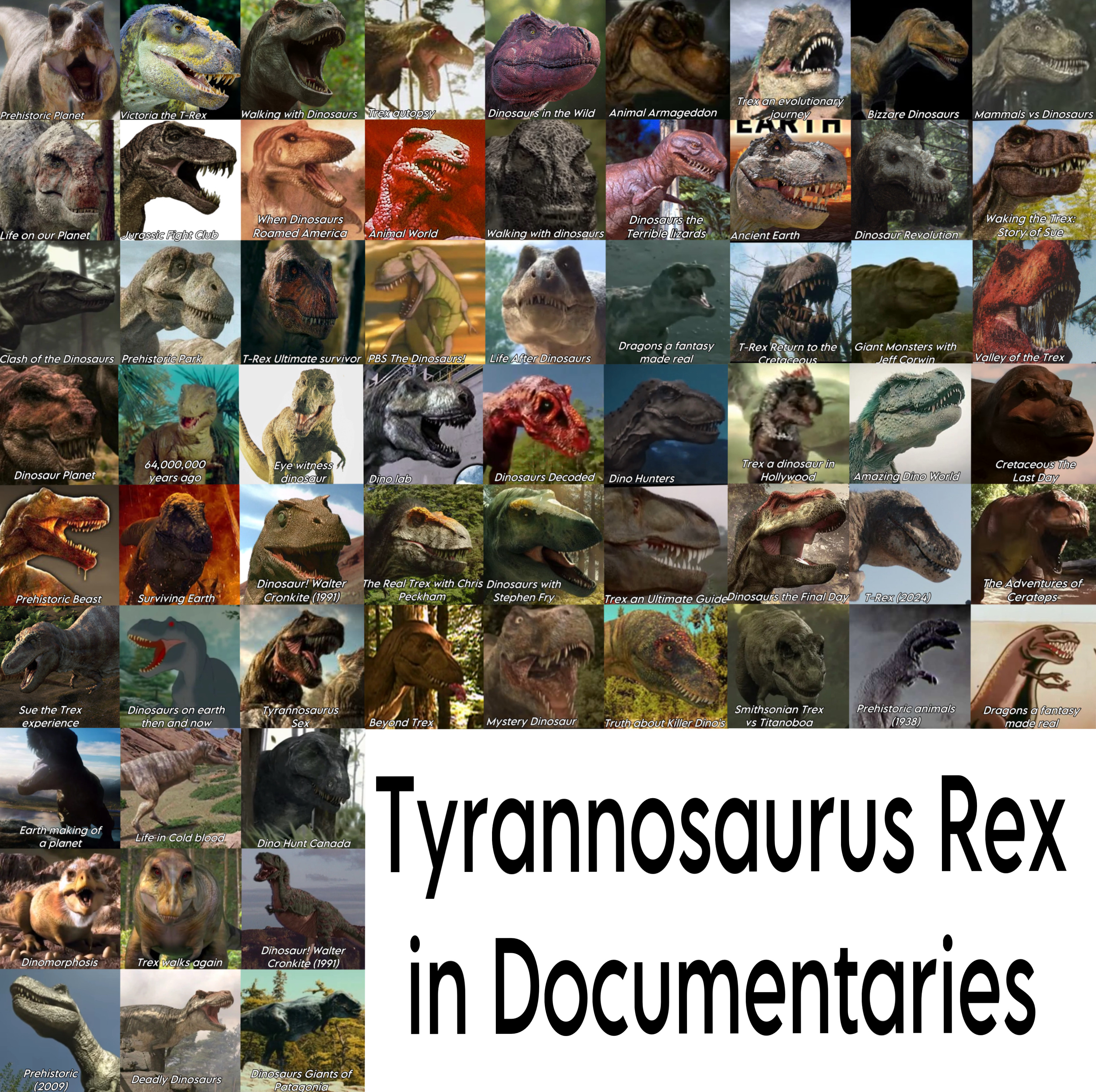 Prehistoric Planet Victoria the T-Rex Walking with Dinosaurs Trex autopsy Dinosaurs in the Wild Animal Armageddon Trex an evolutionary journey CARIA Bizzare Dinosaurs Mammals vs Dinosaurs Life on our Planet Jurassic Fight Club When Dinosaurs Roamed America Animal World Walking with dinosaurs Dinosaurs the Terrible lizards Ancient Earth Dinosaur Revolution Waking the Trex: Story of Sue Clash of the Dinosaurs Prehistoric Park T-Rex Ultimate survivor PBS The Dinosaurs! Life After Dinosaurs Dragons a fantasy made real T-Rex Return to the Cretaceous Giant Monsters with Jeff Corwin Valley of the Trex Dinosaur Planet 64,000,000 years ago Eye witness dinosaur Dino lab Dinosaurs Decoded Dino Hunters Trex a dinosaur in Hollywood Amazing Dino World Cretaceous The Last Day Prehistoric Beast Surviving Earth Dinosaur! Walter The Real Trex with Chris Dinosaurs with Cronkite (1991) Peckham Stephen Fry Trex an Ultimate Guide Dinosaurs the Final Day T-Rex (2024) Sue the Trex experience Dinosaurs on earth then and now Tyrannosaurus Sex Beyond Trex Mystery Dinosaur Truth about Killer Dino's Smithsonian Trex vs Titanoboa Prehistoric animals (1938) Earth making of a planet Life in Cold blood Dino Hunt Canada Dinomorphosis Trex walks again Dinosaur! Walter Cronkite (1991) Prehistoric (2009) Deadly Dinosaurs Dinosaurs Giants of Patagonia The Adventures of Ceratops Dragons a fantasy made real Tyrannosaurus Rex in Documentaries
