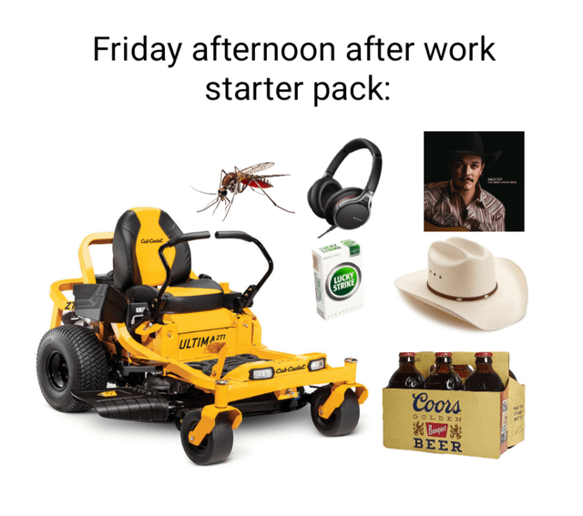Friday afternoon after work starter pack: ULTIMAT Cub Cade LUCKY STRIKE Coors GOLDEN BEER
