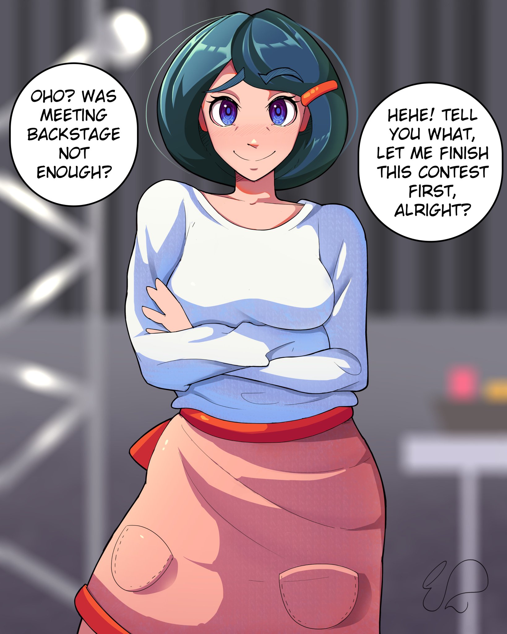 OHO? WAS MEETING BACKSTAGE NOT ENOUGH? HEHE! TELL YOU WHAT, LET ME FINISH THIS CONTEST FIRST, ALRIGHT?
