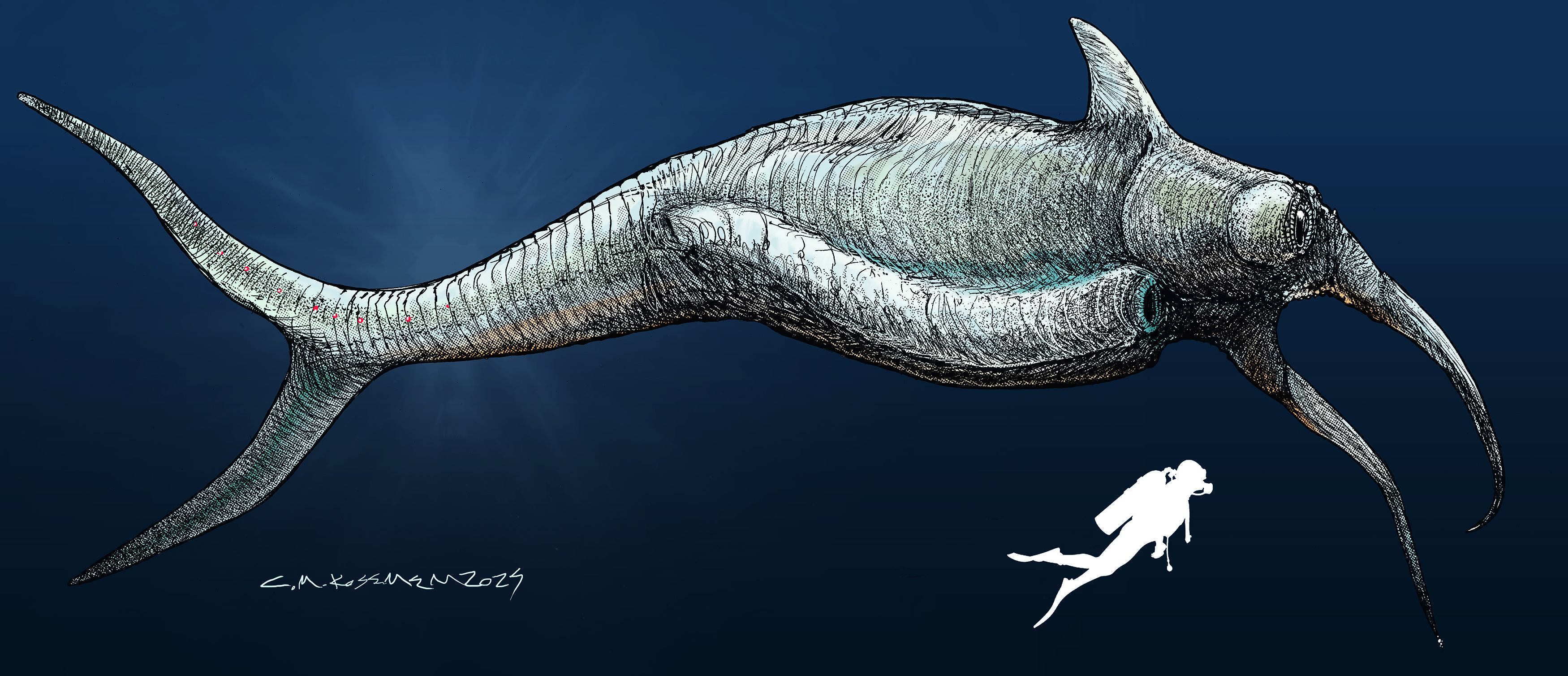 C. M. Kosemen's realistic illustration of the "Europa Hookmouth" meme creature.