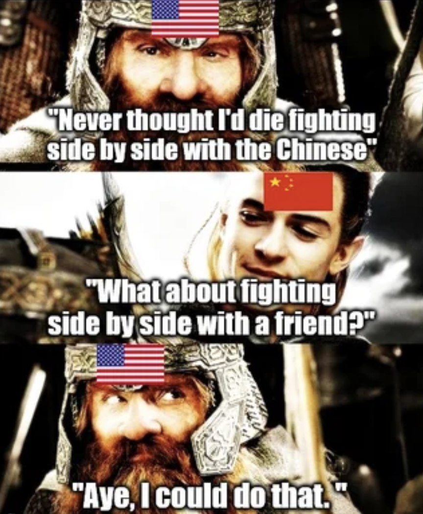 Redditor /u/Whateversky20 posted a "Aye, I could do that":https://knowyourmeme.com/memes/aye-i-could-do-that meme about American and Chinese _Helldivers 2_ players collaborating, gathering over 4,000 likes in two days.