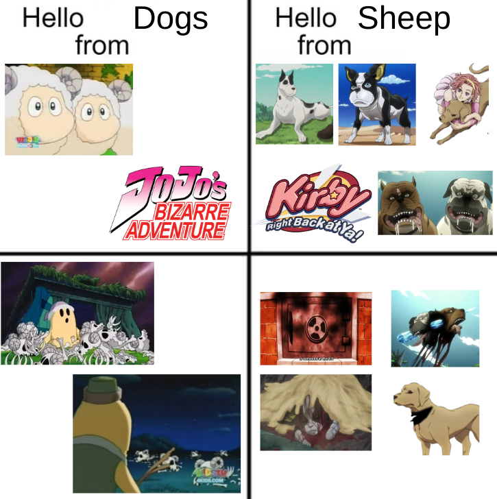 Hello Dogs from Hello Sheep from JDJD's Kirby BIZARRE ADVENTURE Fight Back at Yal KIDS.COM