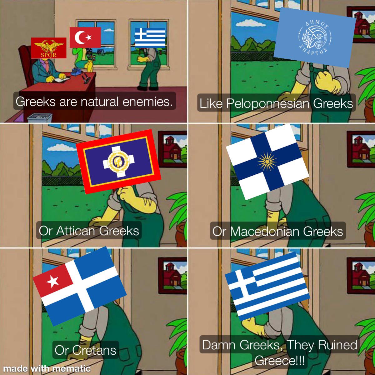SPQR C = Greeks are natural enemies. AHMO APTHE Like Peloponnesian Greeks Or Attican Greeks + Or Cretans made with mematic Or Macedonian Greeks Damn Greeks, They Ruined Greece!!!