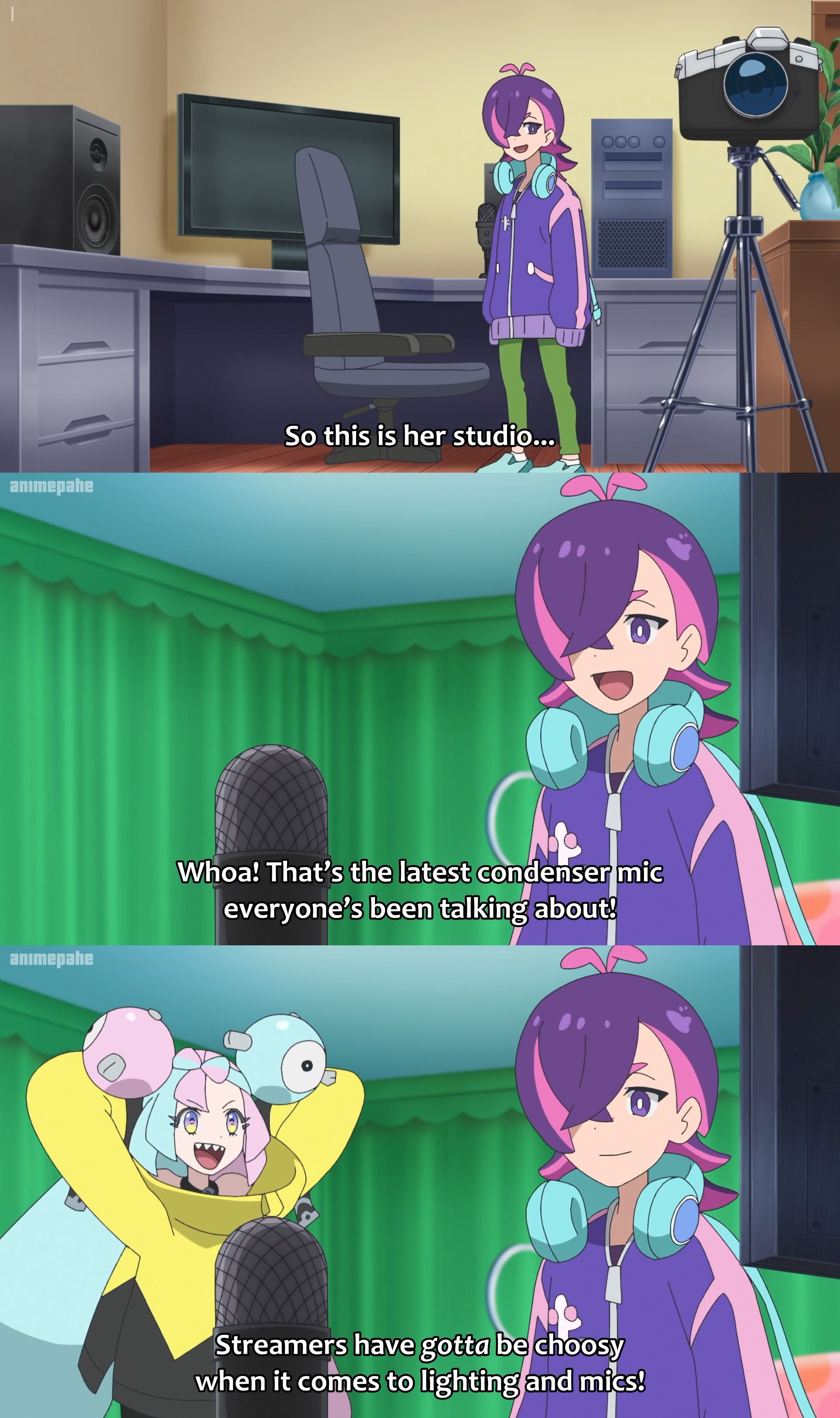 animepahe animepahe So this is her studio... Whoa! That's the latest condenser mic everyone's been talking about! Streamers have gotta be choosy when it comes to lighting and mics!