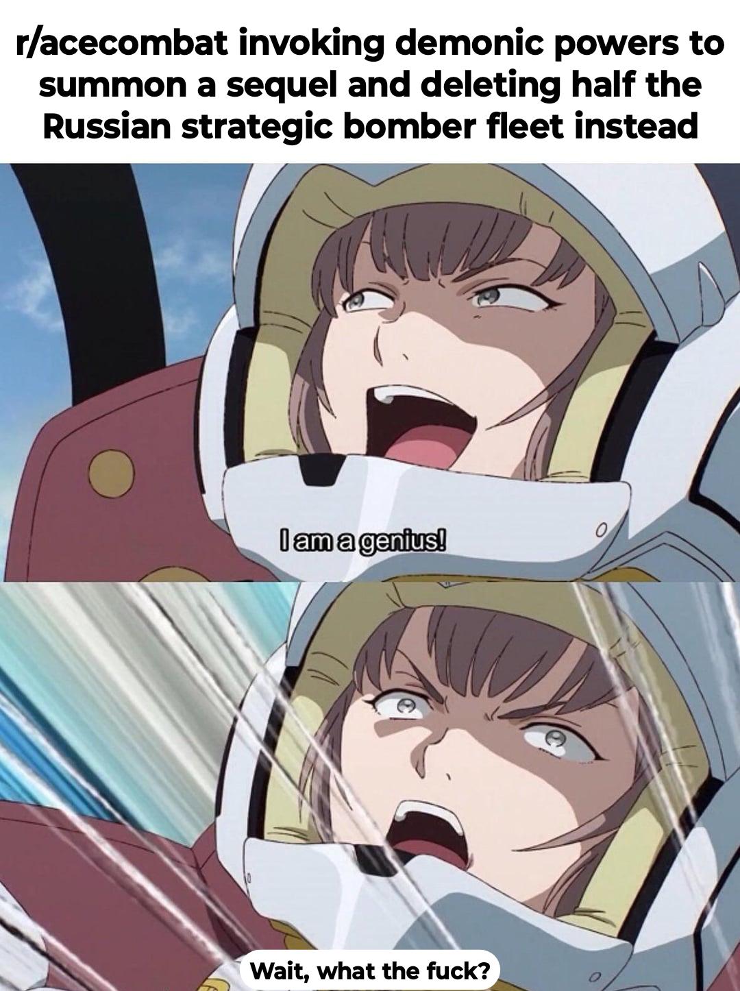 A meme about /r/AceCombat invoking Ukraine to attack Russia with drones from shipping containers. The meme was posted to /r/AceCombat.